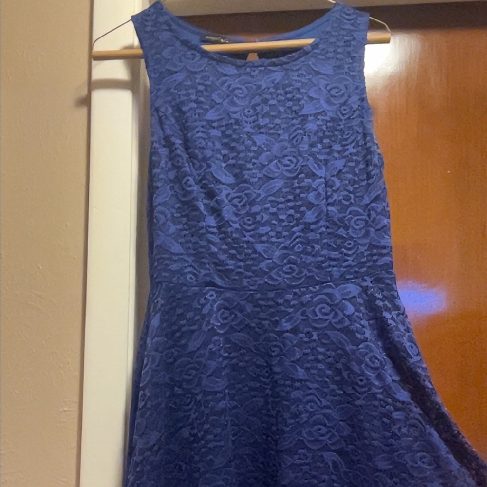 City Triangles Blue Lace Kids Formal Dress